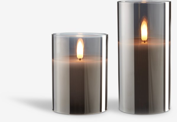 LED pillar candle KLAUS D8xH15cm grey