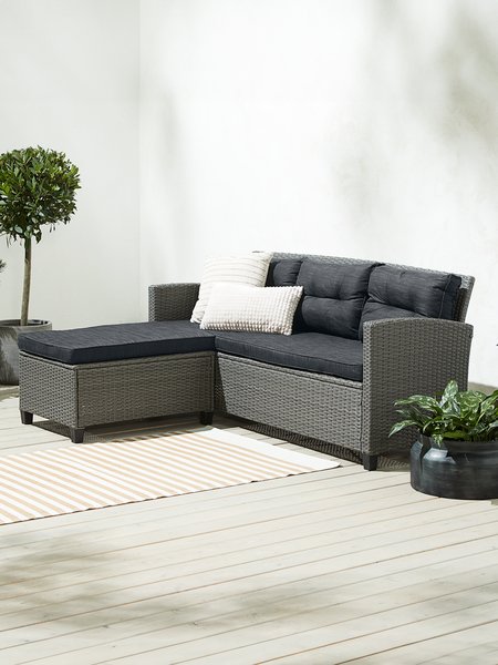 Loungebank MORA met chaise 3-persoons grijs