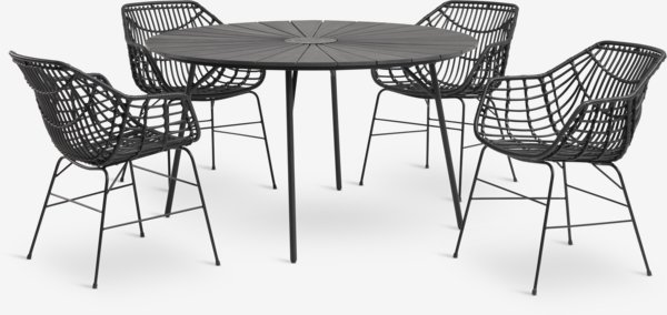 RANGSTRUP D110 table + 4 ILDERHUSE chair black