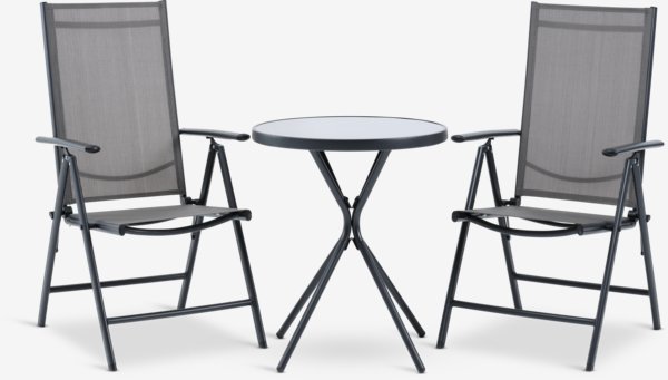 RADSTRUP Ø60 tafel + 2 MELLBY stoelen zwart