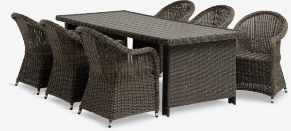 GAMMELBY U225 masa + 4 GAMMELBY sandalye gri