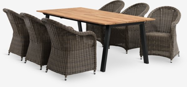 BARSMARK Μ210 τραπέζι τικ + 4 GAMMELBY καρέκλες γκρι