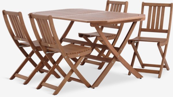 FEDDET L150 tafel + 4 EGELUND stoelen hardhout