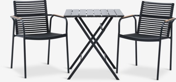 SANDVIKA Μ70 τραπέζι + 2 NABE καρέκλες μαύρο
