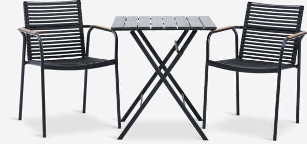 SANDVIKA L70 tafel + 2 NABE stoelen zwart