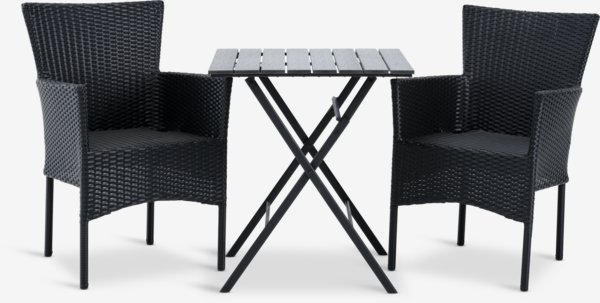 SANDVIKA Μ70 τραπέζι + 2 AIDT καρέκλες μαύρο