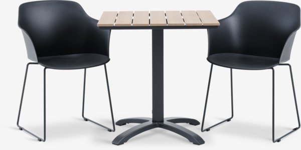 HOBRO L70 table natural + 2 SANDVED chair black