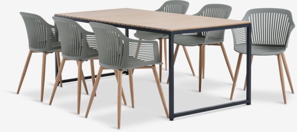 DAGSVAD Μ190 τραπέζι φυσικό + 4 VANTORE καρέκλες λαδί