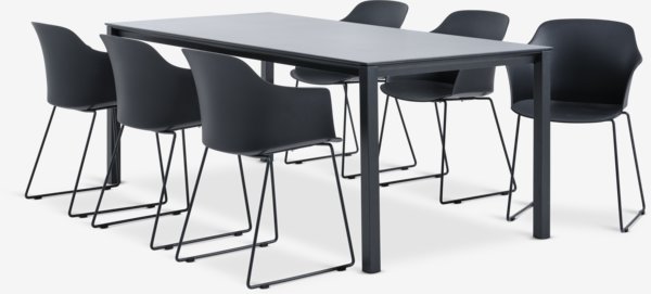 LANGET L207 table + 4 SANDVED chair black