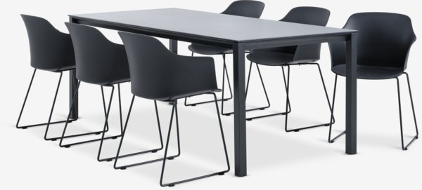 LANGET L207 tafel + 4 SANDVED stoelen zwart