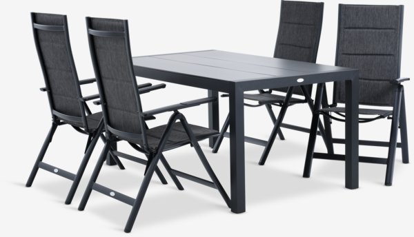 HAGEN L160 tafel + 4 MYSEN stoelen grijs