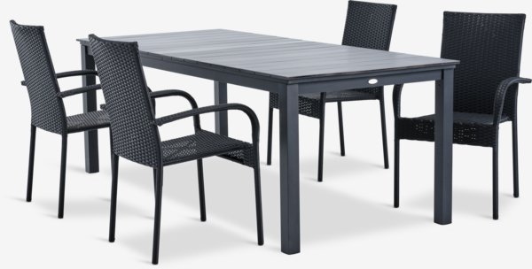 MOSS L214/315 table grey + 4 GUDHJEM chair black