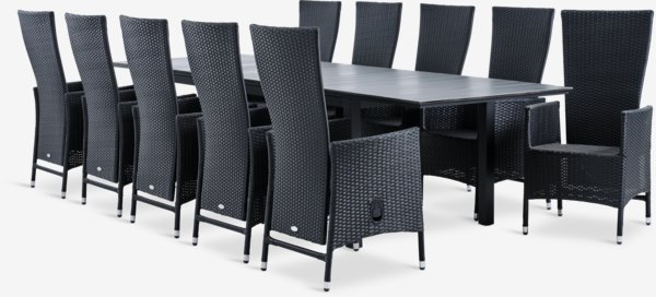 MOSS D214/315 stol siva + 4 SKIVE stolica crna