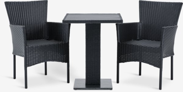 THY P60 pöytä + 2 AIDT tuoli musta
