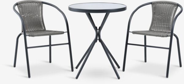 RADSTRUP Ø60 tafel + 2 GRENAA stoelen zwart