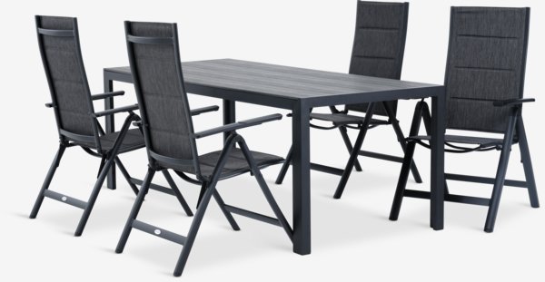 PINDSTRUP P205 pöytä + 4 MYSEN tuoli harmaa