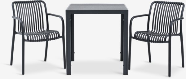 JERSORE H70 asztal + 2 NABBEN szék fekete