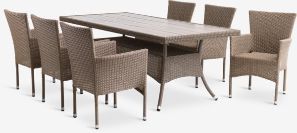 STRIB L200 table + 4 AIDT chaises naturel
