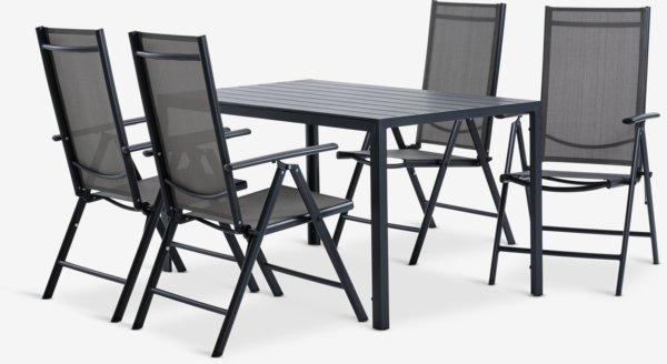 JERSORE D140 stôl + 4 MELLBY kreslo čierna