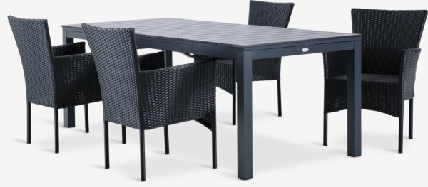 VATTRUP D206/319 stôl + 4 AIDT stolička čierna