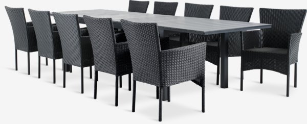 VATTRUP 206/319 masă + 4 AIDT scaun negru