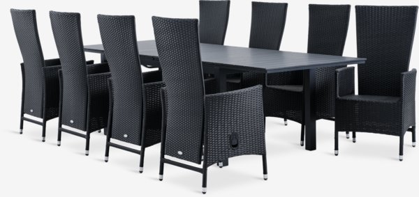 VATTRUP L170/273 bord + 4 SKIVE stol svart