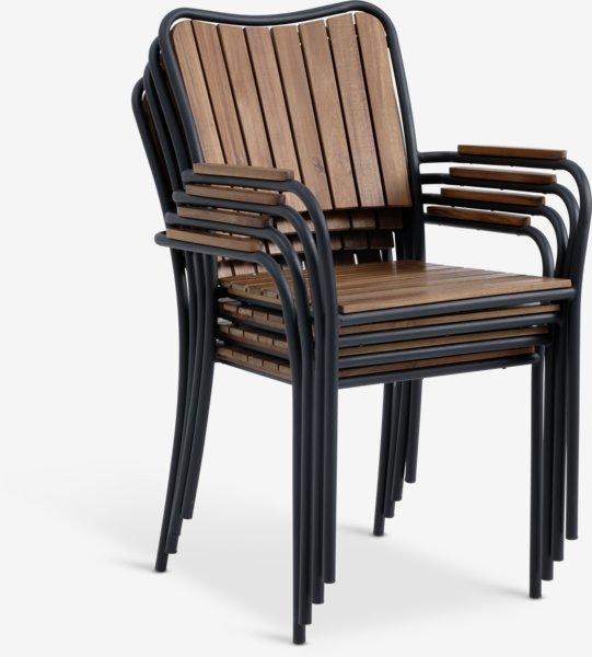 Stapelbar stol BASTRUP hårdträ/svart