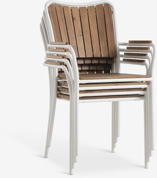 Chaise empilable BASTRUP bois dur/blanc