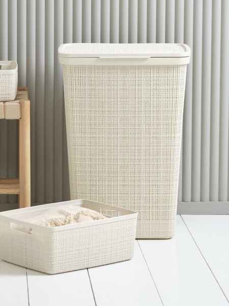 Panier JUTE 12L plastique blanc cassé