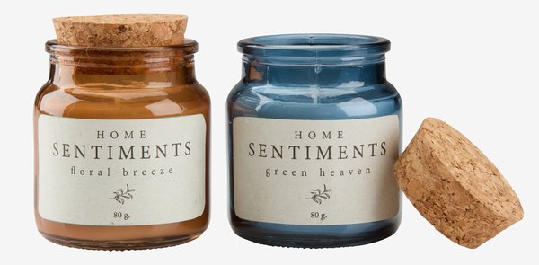 Scented candle TORGRIM with lid assorted