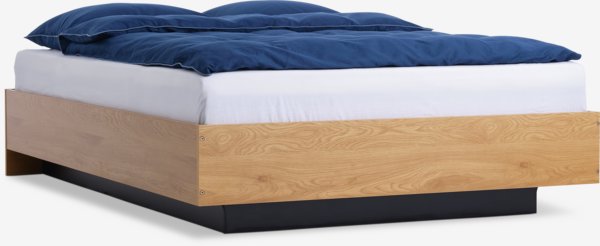 Bed frame ELLINGE Euro Double w/storage oak colour