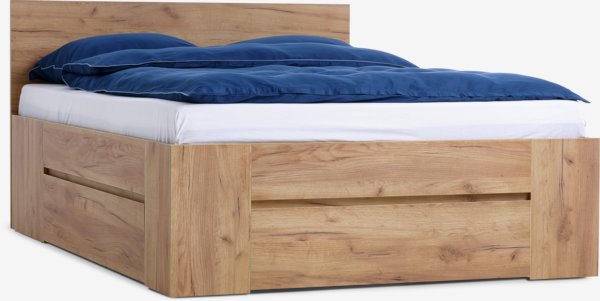 Bed frame LIMFJORDEN 3 draw. Euro Double natural oak colour