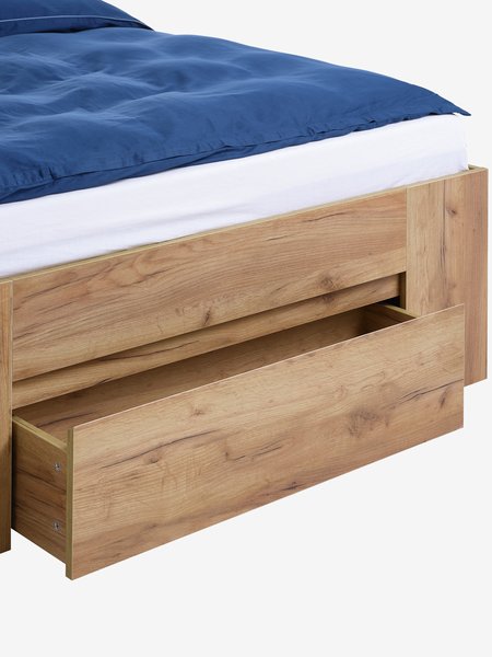 Bed frame LIMFJORDEN 3 draw. Euro Double natural oak colour