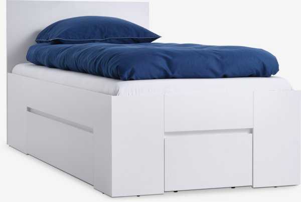 Bed frame LIMFJORDEN 2 drawers Single white