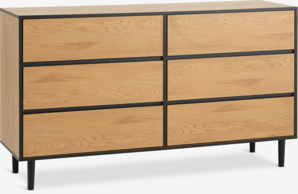 3+3 drawer chest ODENSE oak colour/black