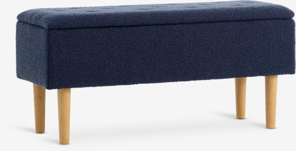 Banc BADSTED a/rangement tissu bleu foncé