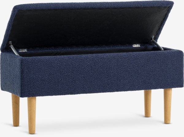 Banc BADSTED a/rangement tissu bleu foncé