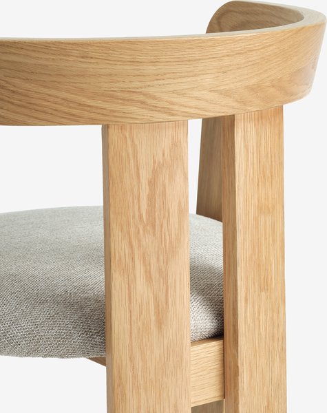 Dining chair BOVRUP oak/beige fabric