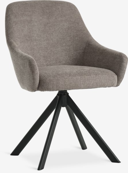 Dining chair ROSTRUP swivel beige fabric/black