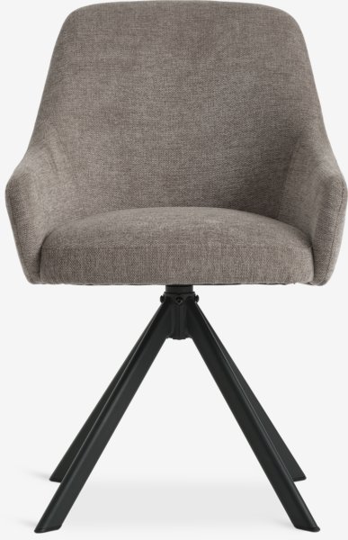 Dining chair ROSTRUP swivel beige fabric/black