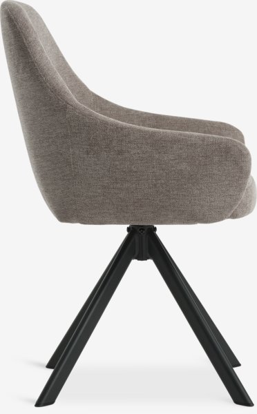 Dining chair ROSTRUP swivel sand fabric/black