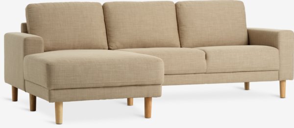 Sofa EGENSE Chaiselongue Stoff sand/eichenfarben