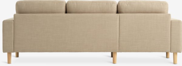 Sofa EGENSE chaise longue sand fabric/oak colour