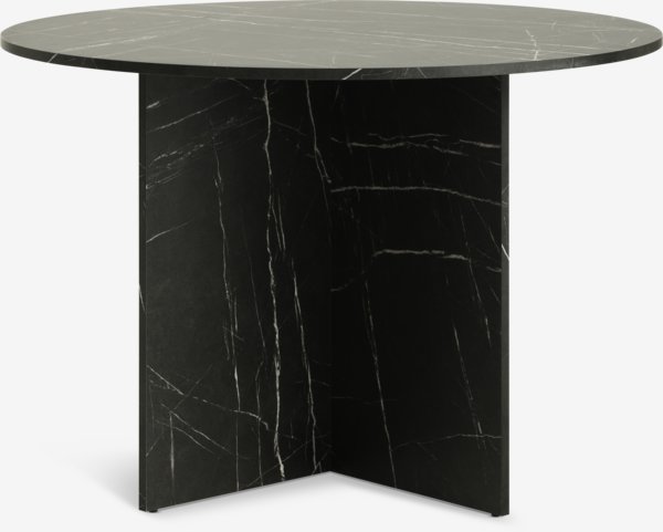 Tafel KRONDAL Ø110 zwart marmere kleur