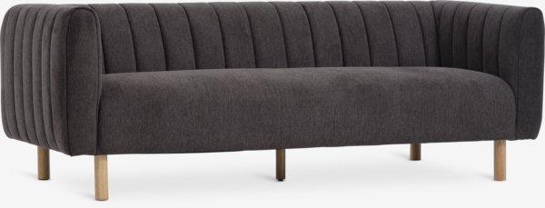 Sofa MAGLEBY 3-Sitzer Stoff dunkelbraun/ eichenfarben