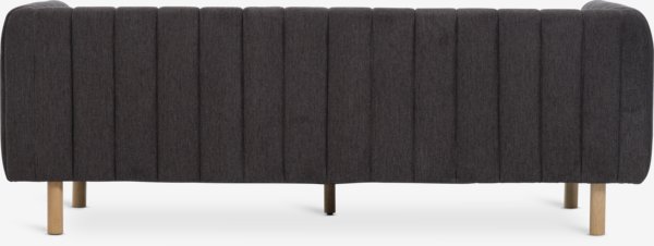 Sofa MAGLEBY 3-seter mørk brun stoff/eikefarget