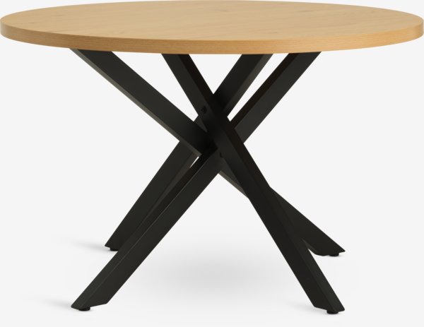 Tafel NORTOFT Ø120 eiken kleur/zwart