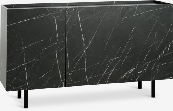 Sideboard KRONDAL 3 doors black/marble colour