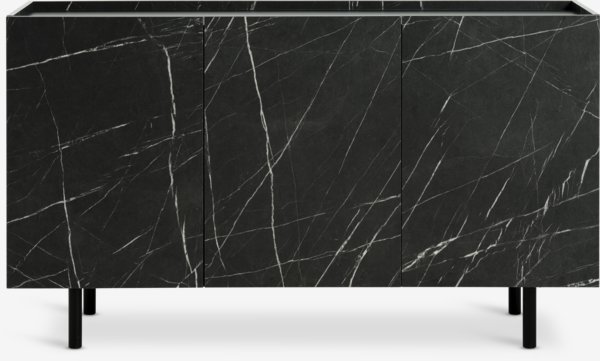 Sideboard KRONDAL 3 doors black/marble colour