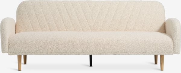 Sofa bed PARADIS off-white teddy/oak colour